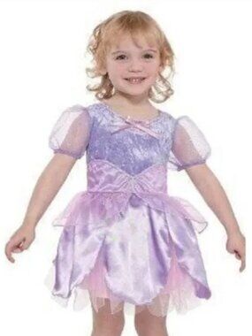 Pixie Fairy Halloween Costume 2/4 Purple Pink Sleeveless Dress w/ Wings Toddler